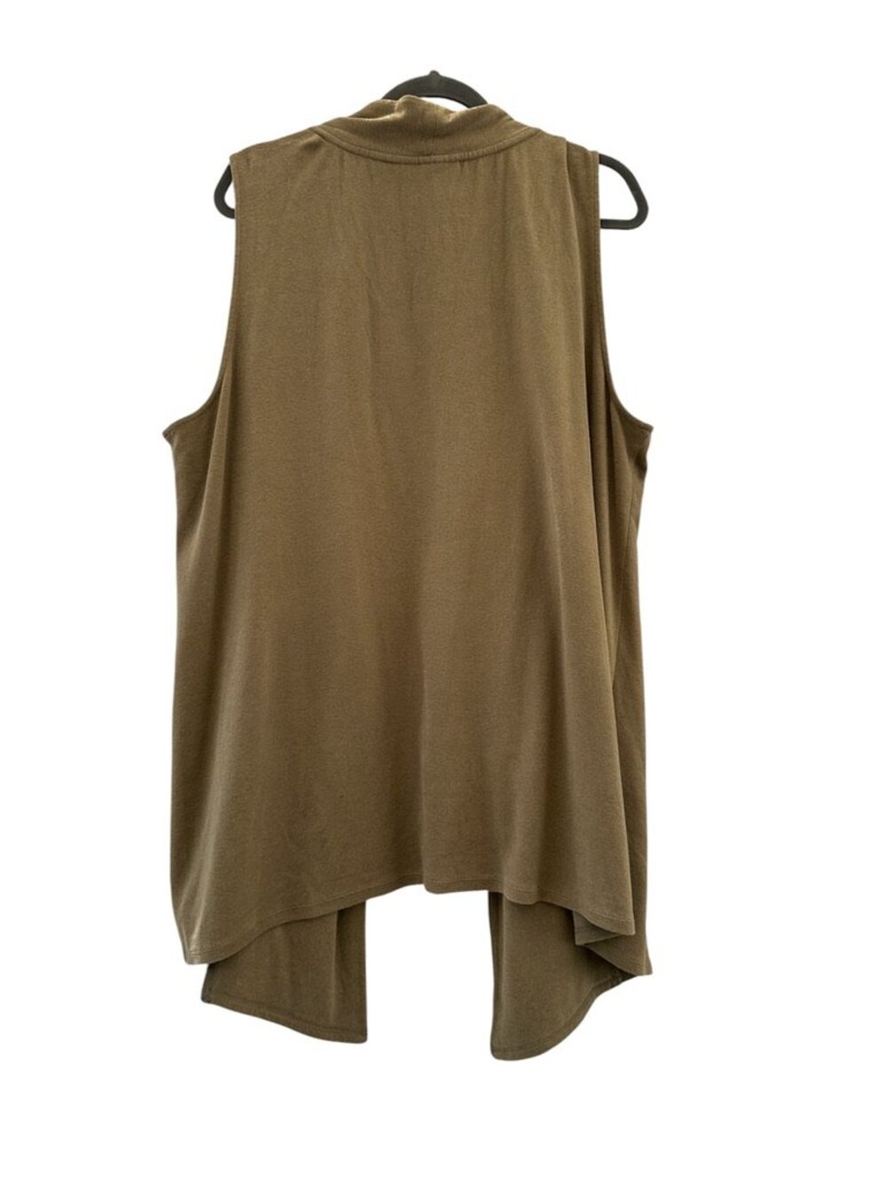Lagenlook J Jill Stretch Cotton Modal Open Front Duster Vest Cardigan Taupe XL - Picture 3 of 9